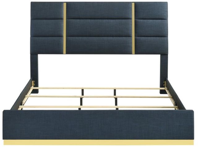 Coaster® Ines Navy Queen Upholstered Panel Bed-2