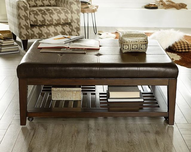 Hammary® Hidden Treasures Brown Rectangular Cocktail Ottoman-1