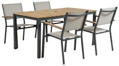 Furniture of America® Mackay 5-Piece Gunmetal/Natural Aluminum/Wood Outdoor Patio Dining Set