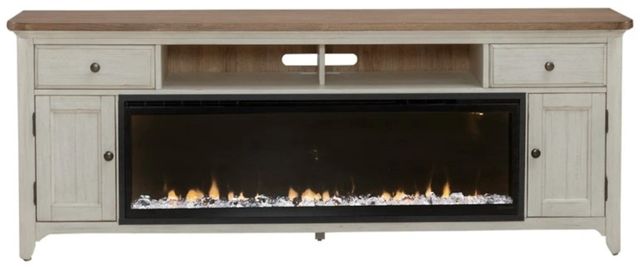 Liberty Furniture Farmhouse Reimagined Brown/White Console with Fireplace-4