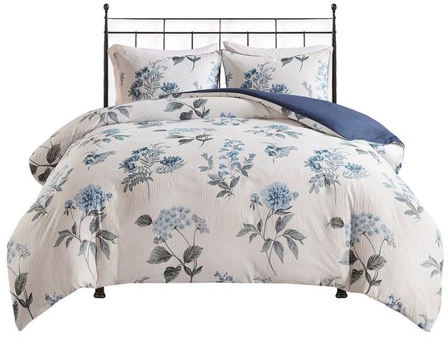 Olliix by Madison Park 3 Piece Blue King/California King Zennia Printed Seersucker Duvet Cover Set-0