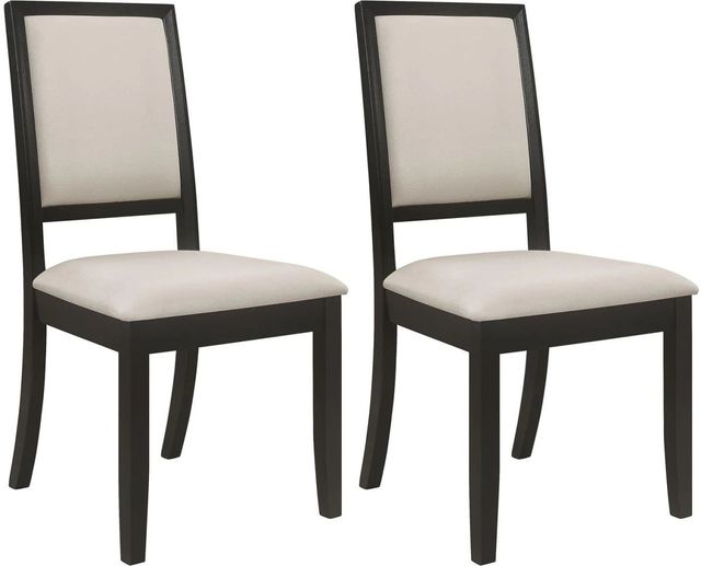 Coaster® Louise 2-Piece Black/Cream Dining Side Chairs-2