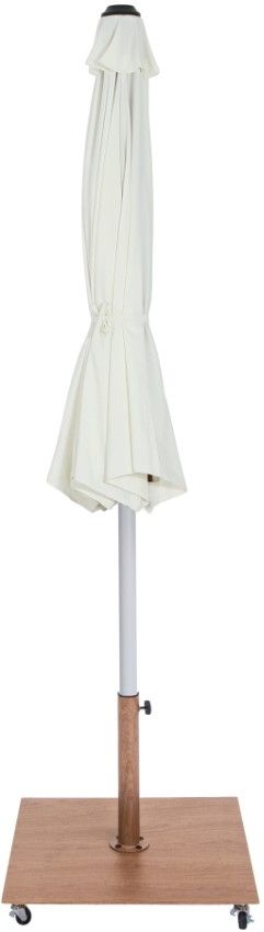 Meridian Furniture Amalfi White/White/Teak Aluminum Outdoor Patio Umbrella and Base-1