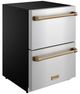 Thor Kitchen® Gordon Ramsay 24" 5.4 Cu. Ft. Stainless Steel Under-Counter Outdoor Freestanding Freezer Drawer with Bronze Handle-2