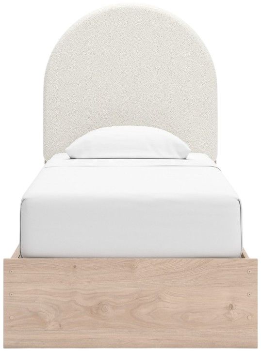 Signature Design by Ashley® Shapella Tan/White Youth Twin 2-Drawer Upholstered Storage Panel Bed-2