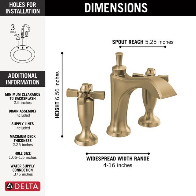 Delta Dorval® Champagne Bronze 2-Handle Cross Widespread Bathroom Faucet-1