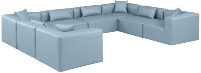 Meridian Furniture Cube 8-Piece Light Blue Vegan Leather Sectional-0