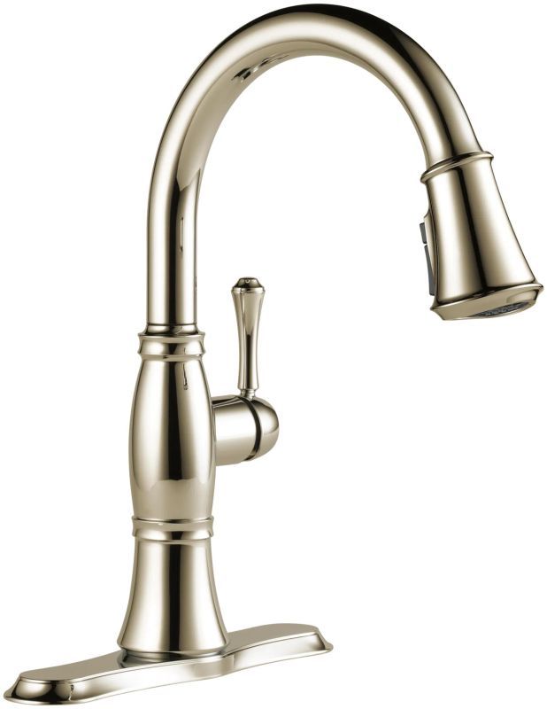 Delta Cassidy® Lumicoat® Polished Nickel Single Handle Pull-Down  Kitchen Faucet-0