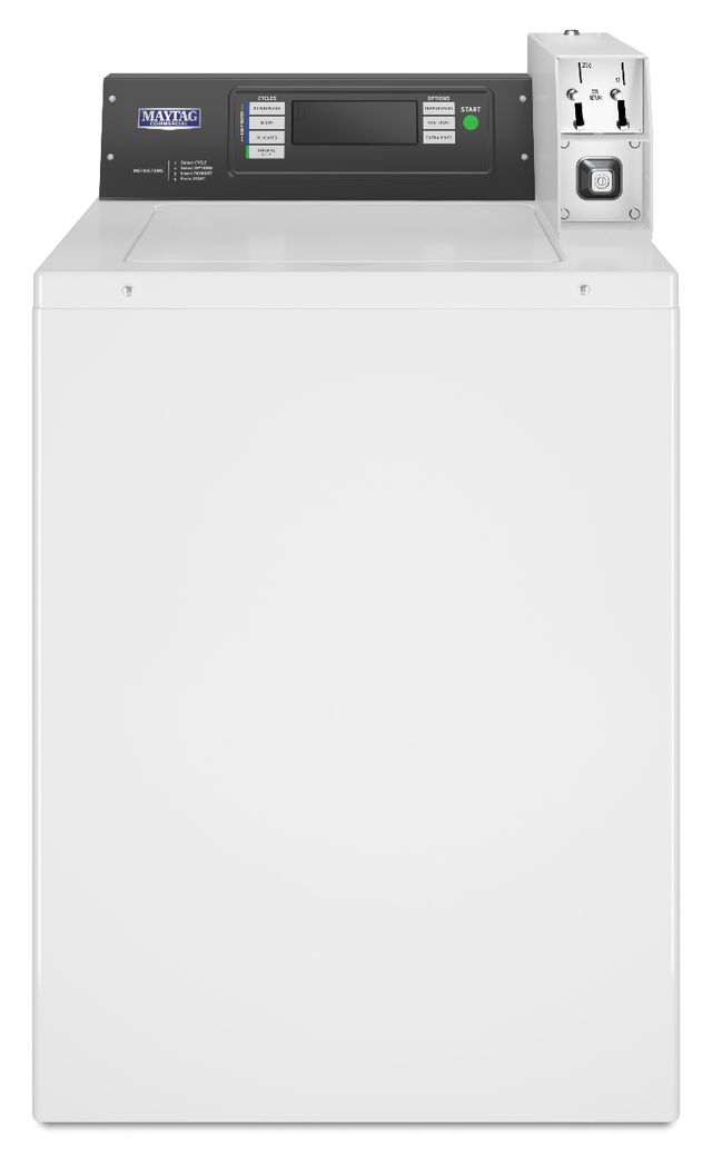 Maytag Commercial Single-Load Coin-Drop Top-Load Washer - White-0