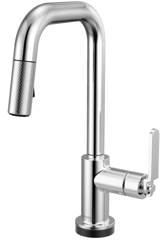 Brizo Litze® Polished Chrome Smarttouch Pull-Down Prep Faucet with Square Spout and Industrial Handle-0