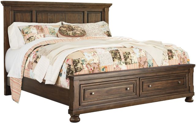 Signature Design by Ashley® Flynnter 6-Piece Medium Brown Queen Storage Panel Bed Set-1