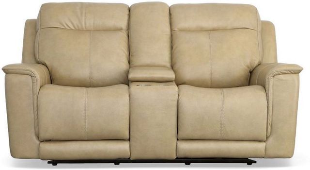 Flexsteel® Miller Latte Power Reclining Loveseat with Console and Power Headrests-1