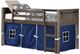 Donco Kids Barn Door Blue/Brushed Shadow Youth Twin Low Loft with Tent Kit-0