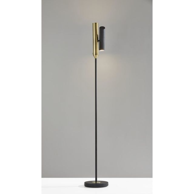 Adesso® Vega Black With Antique Brass LED Torchiere-2