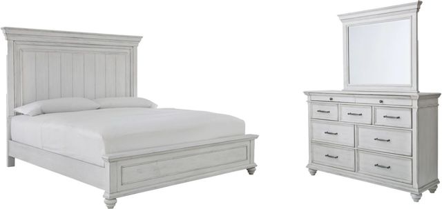 Benchcraft® Kanwyn 3-Piece Whitewash King Panel Bed Set-0