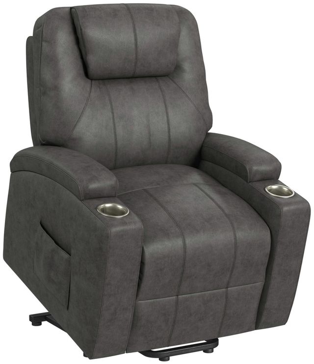 Elements International Kenmore Dark Gray Lift Power Recliner Chair-1