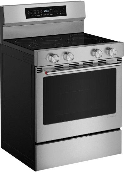 KitchenAid® 30" PrintShield™ Stainless Steel Freestanding Electric Range with Convection Cooking Modes-3