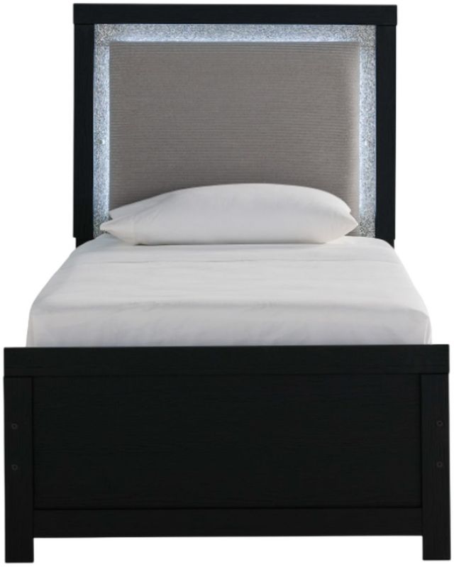 Signature Design by Ashley® Maeling Black Youth Twin Upholstered Panel Bed-2