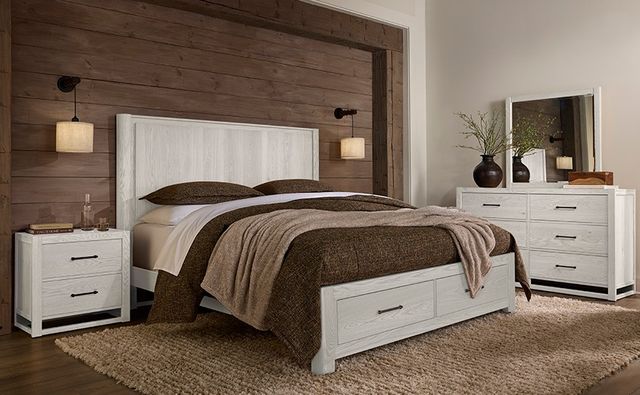 Vaughan-Bassett Lodge & Loft Soft White King Radius Poster Storage Bed-1