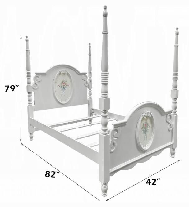 ACME Furniture Flora White Twin Poster Bed-2
