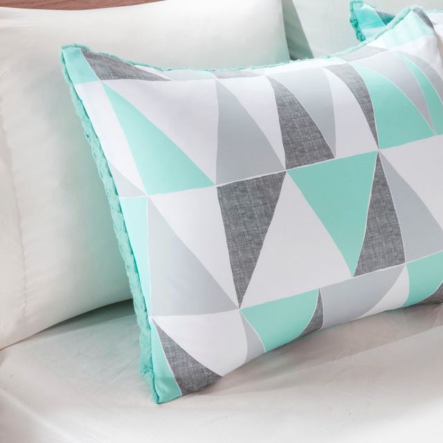 Olliix by Intelligent Design Ellie Aqua Full/Queen Reversible Comforter Mini Set-1