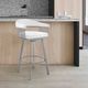 Armen Living Chelsea Silver/White Swivel Counter Stool-1
