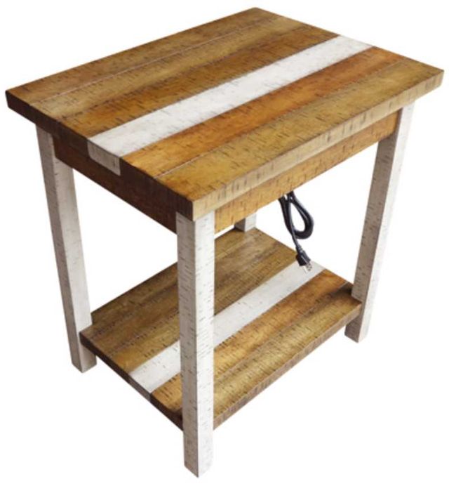 American Wholesale Furniture Rustic Retrieve Brown/White Chairside Table-0