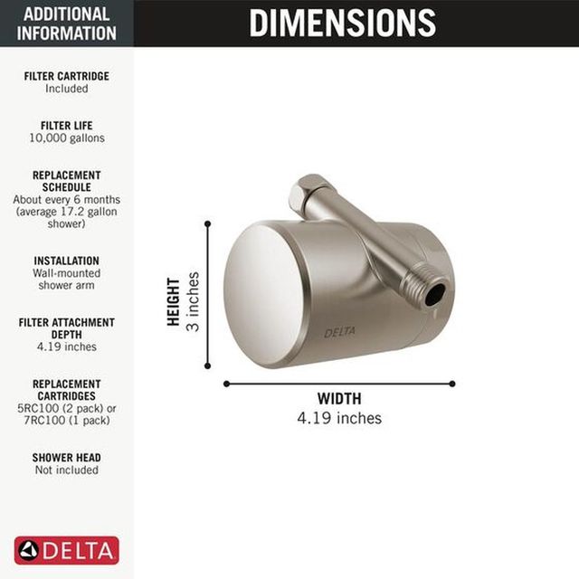 Delta Clarifi™ Stainless Standard Shower Filter Attachment-3