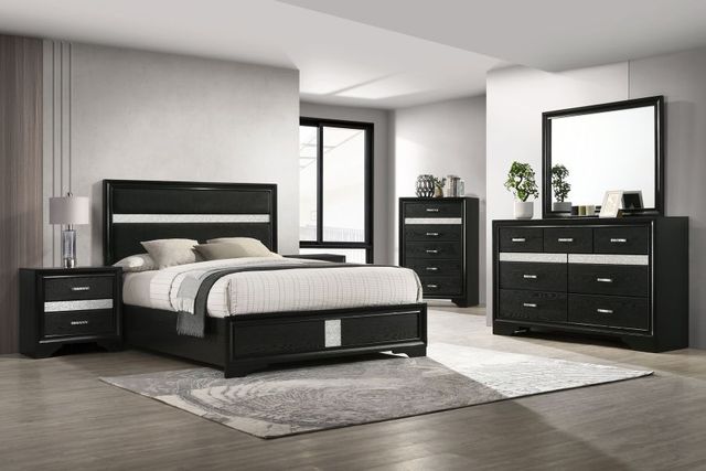 Coaster® Miranda 5-Piece Black Eastern King Panel Bedroom Set-1