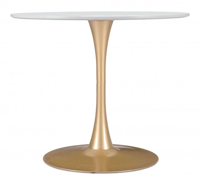 Zuo® Modern Opus White Dining Table with Gold Base-0