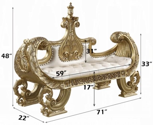 ACME Furniture Bernadette Gold/White Bench-2