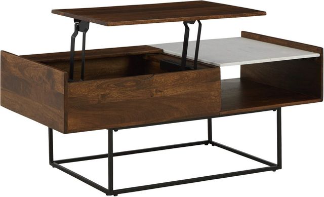 Signature Design by Ashley® Rusitori Brown Lift-Top Coffee Table with Black Metal Frames-3