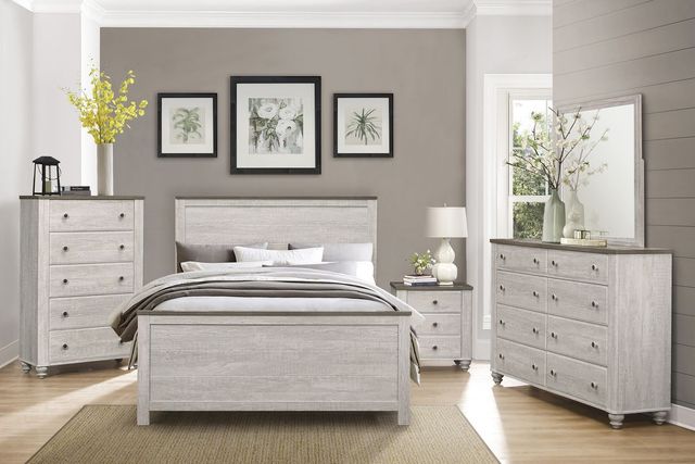 Homelegance® Nashville Antique White/Brown Queen Panel Bed-2
