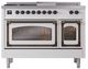 Ilve® Nostalgie II Noblesse 48'' White Pro Style Dual Fuel Range with Burnished Trim-1