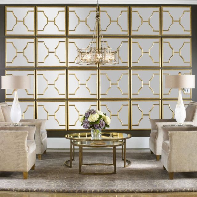 Uttermost® Misa 2-Piece Antiqued Gold Leaf Square Mirror Set-2