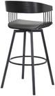 Armen Living Athena Gray/Black Swivel Bar Stool-3