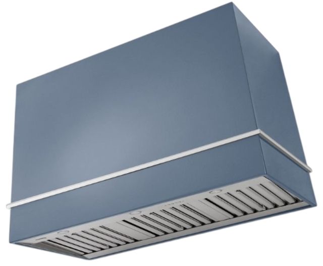 AGA Loge 48" Stone Blue Wall Mounted Range Hood with Polished Brass Trim-0