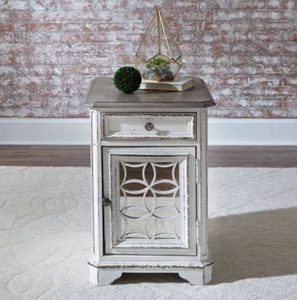Liberty Furniture Magnolia Weathered Bark Chairside Table with Antique White Base-1