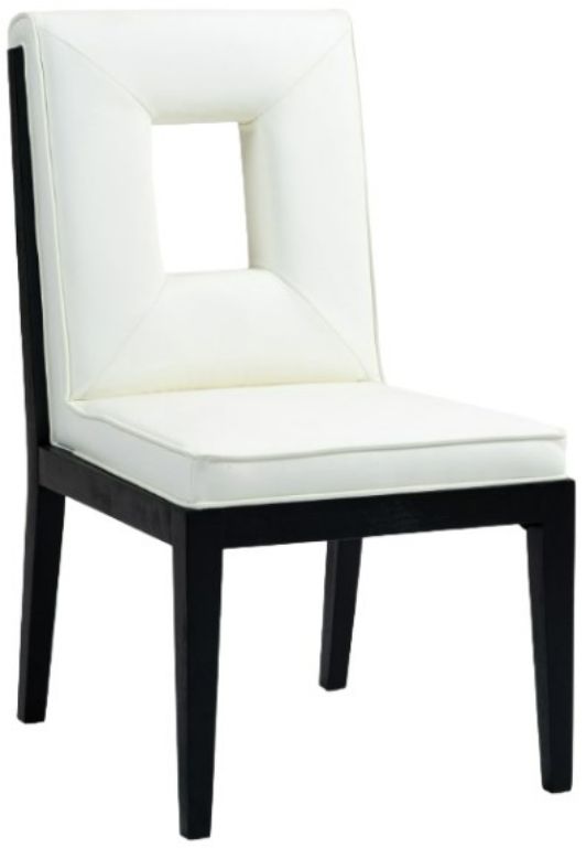 Meridian Furniture Gwendolyn Cream/Black Vegan Leather Dining Side Chair-0