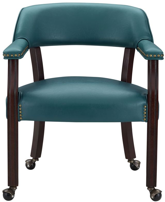 Steve Silver Co. Tournament Cherry/Teal Upholstered Dining Arm Chair-2