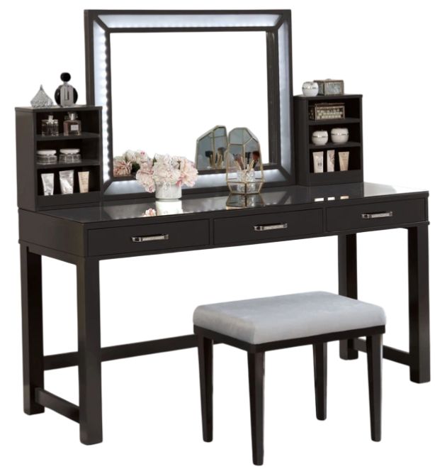 Furniture of America® Stephanie 3-Piece Obsidian Gray Vanity Set-0