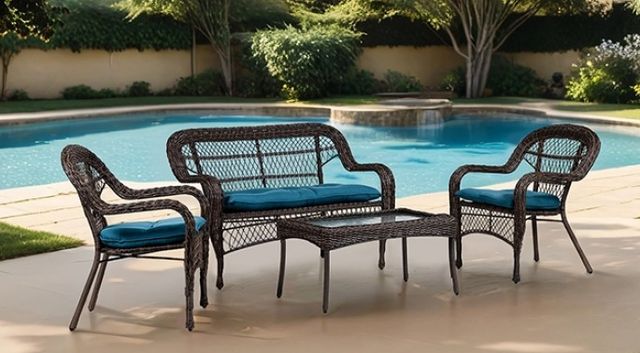 Furniture of America® Oliveri 2-Piece Blue/Brown Wicker Stacking Chair-1