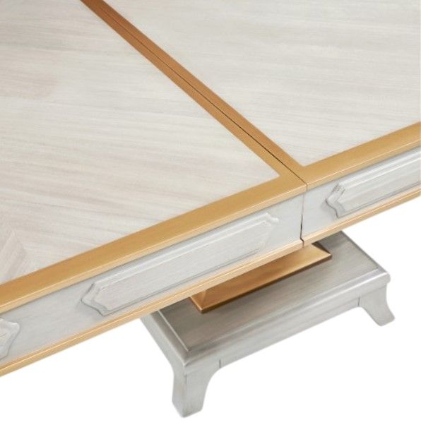 Michael Amini® St. Charles Dove Gray Double Pedestal Dining Table-4