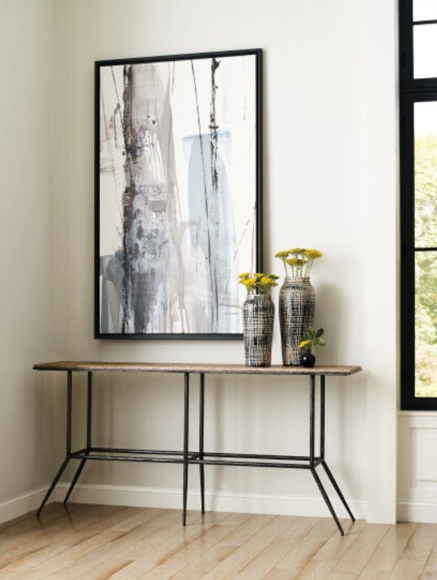 Kincaid® Sorrento-Acquisitions Beige Top Sofa Table with Black Base-2