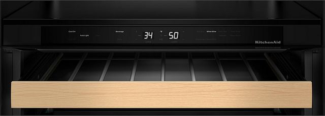 Kitchenaid® 24" PrintShield™ Stainless Steel Undercounter Wine Cooler with Full-Extension Wood-Front Racks-3