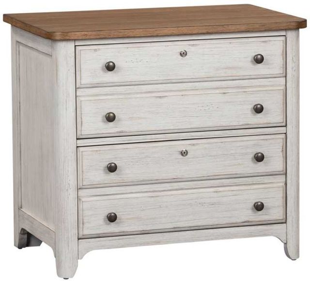 Liberty Furniture Farmhouse Reimagined Antique White/Chestnut Lateral File Cabinet-0