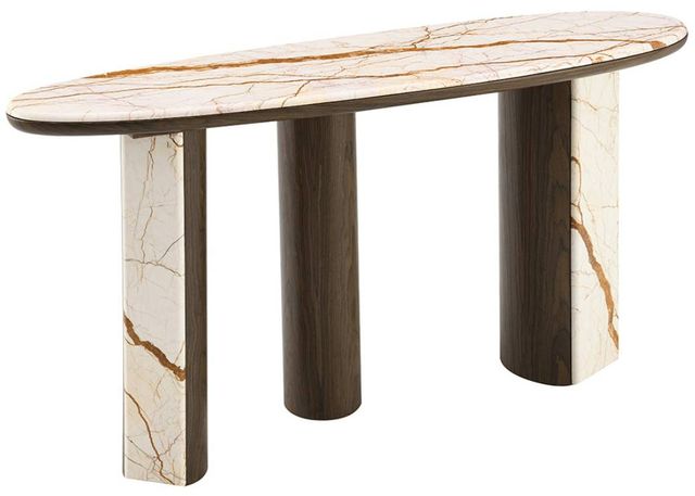 ACME Furniture Haidar Brown/Natural Marble Console Table-0