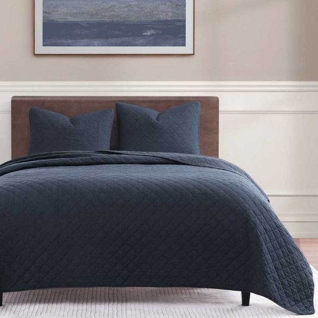 HiEnd Accents Cotton Comfort 3-Piece Navy King Bedding Bundle-1