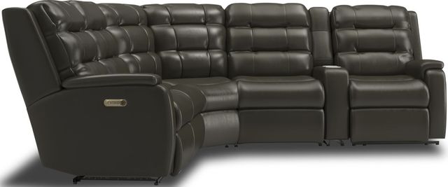 Flexsteel® Arlo Black Power Reclining Sectional with Power Headrests and Lumbar-1