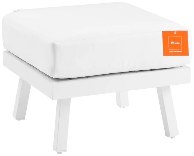 Linon Alora White Aluminum/Fabric Outdoor Ottoman-4